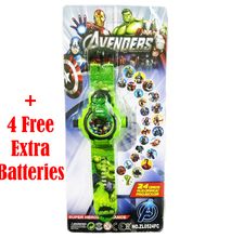 Avengers 24 Grids Hulk Projector Wrist Watch Automatic Display Light LED Super Hero For Kids Boys Gift